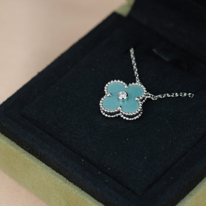 [Glitter Jewelry]CLOVER 15MM DIAMOND SVRES PORCELAIN  NECKLACE SILVER