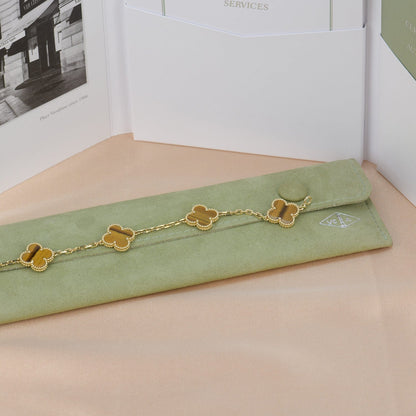 [Glitter Jewelry]CLOVER  5 MOTIFS TIGER EYE BRACELET