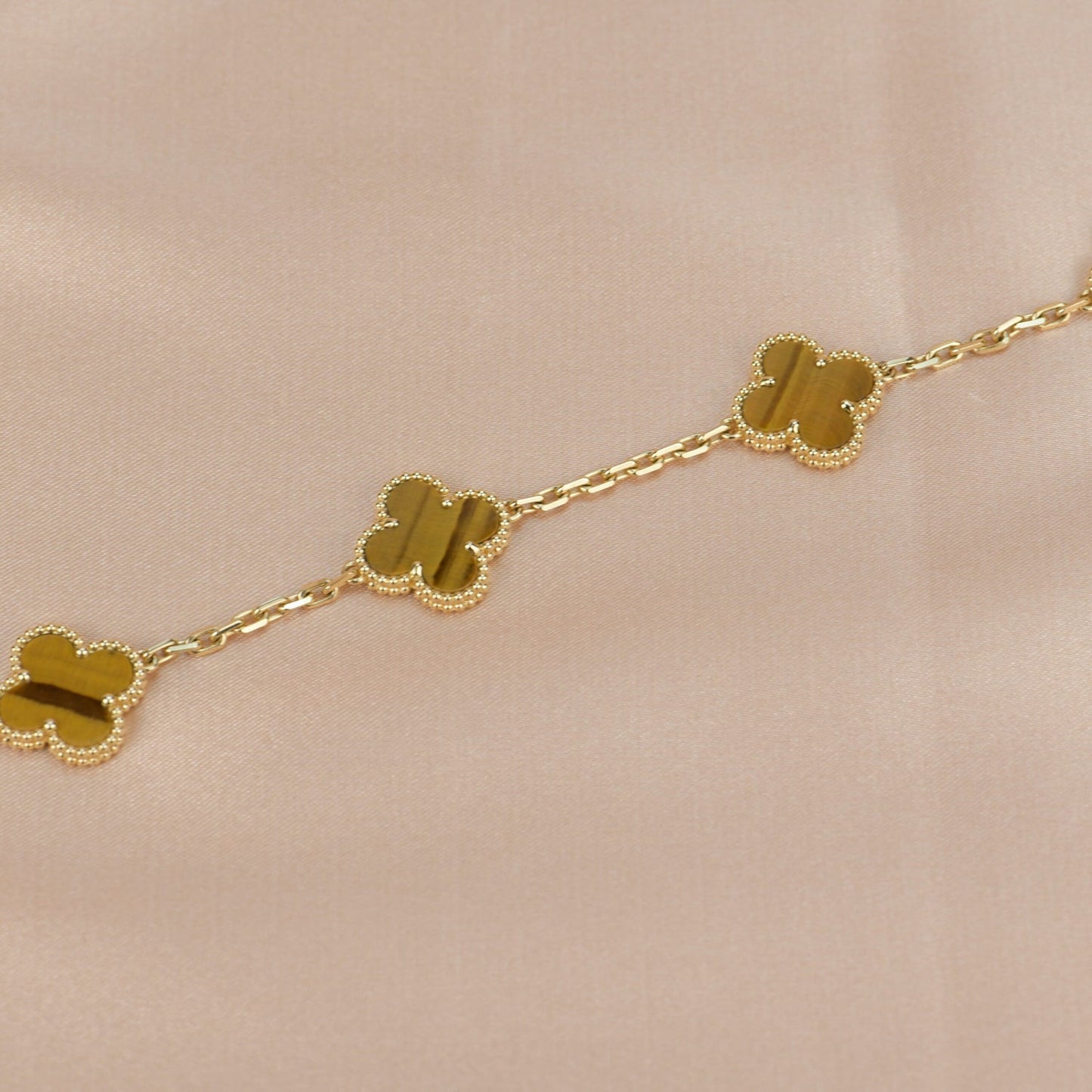 [Glitter Jewelry]CLOVER  5 MOTIFS TIGER EYE BRACELET
