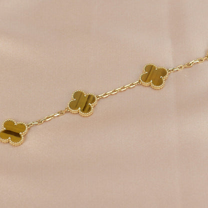 [Glitter Jewelry]CLOVER  5 MOTIFS TIGER EYE BRACELET