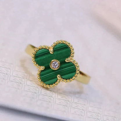 [Glitter Jewelry]CLOVER MALACHITE RING GOLD DIAMOND