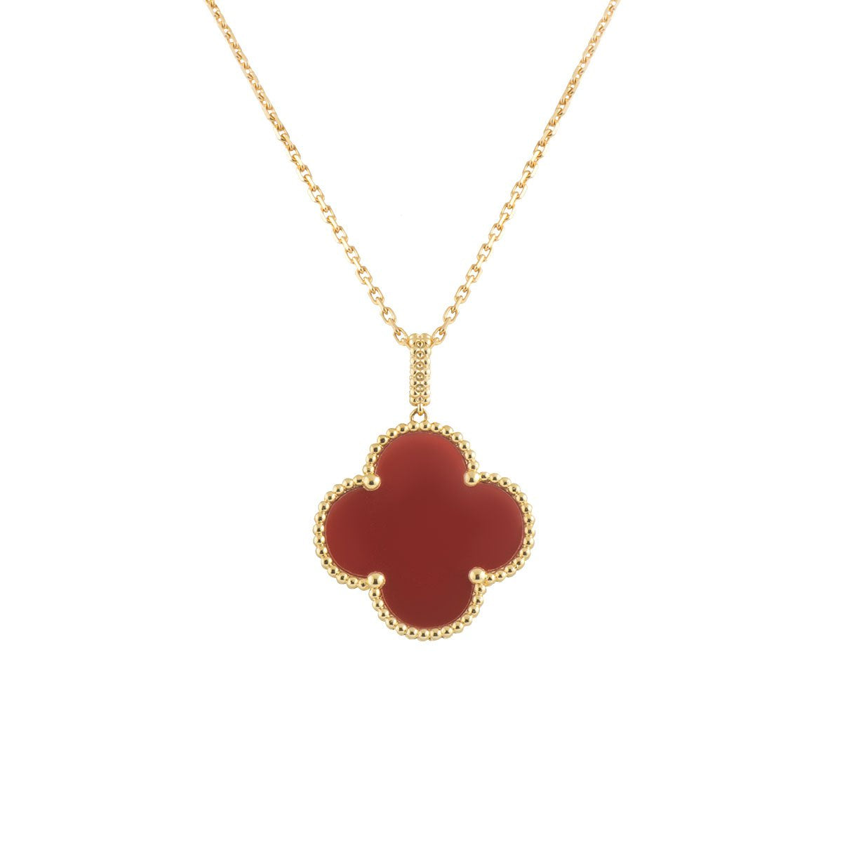 [Glitter Jewelry]CLOVER 25MM NECKLACE GOLD CARNELIAN