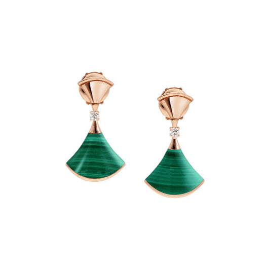 [Glitter Jewelry]DREAM MALACHITE PINK GOLD EARRINGS