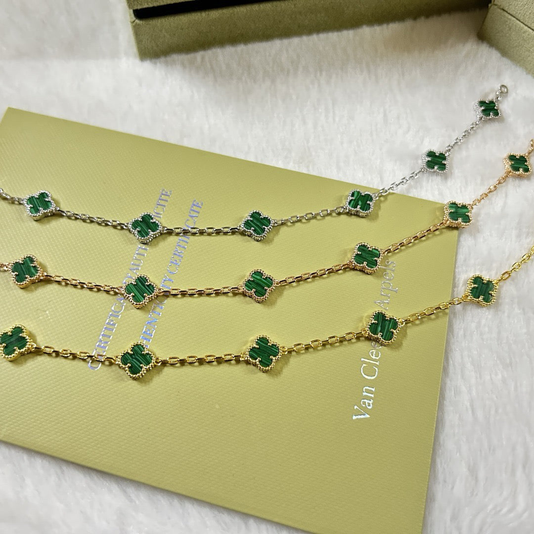 [Glitter Jewelry]CLOVER 6 MOTIF MALACHITE BRACELET