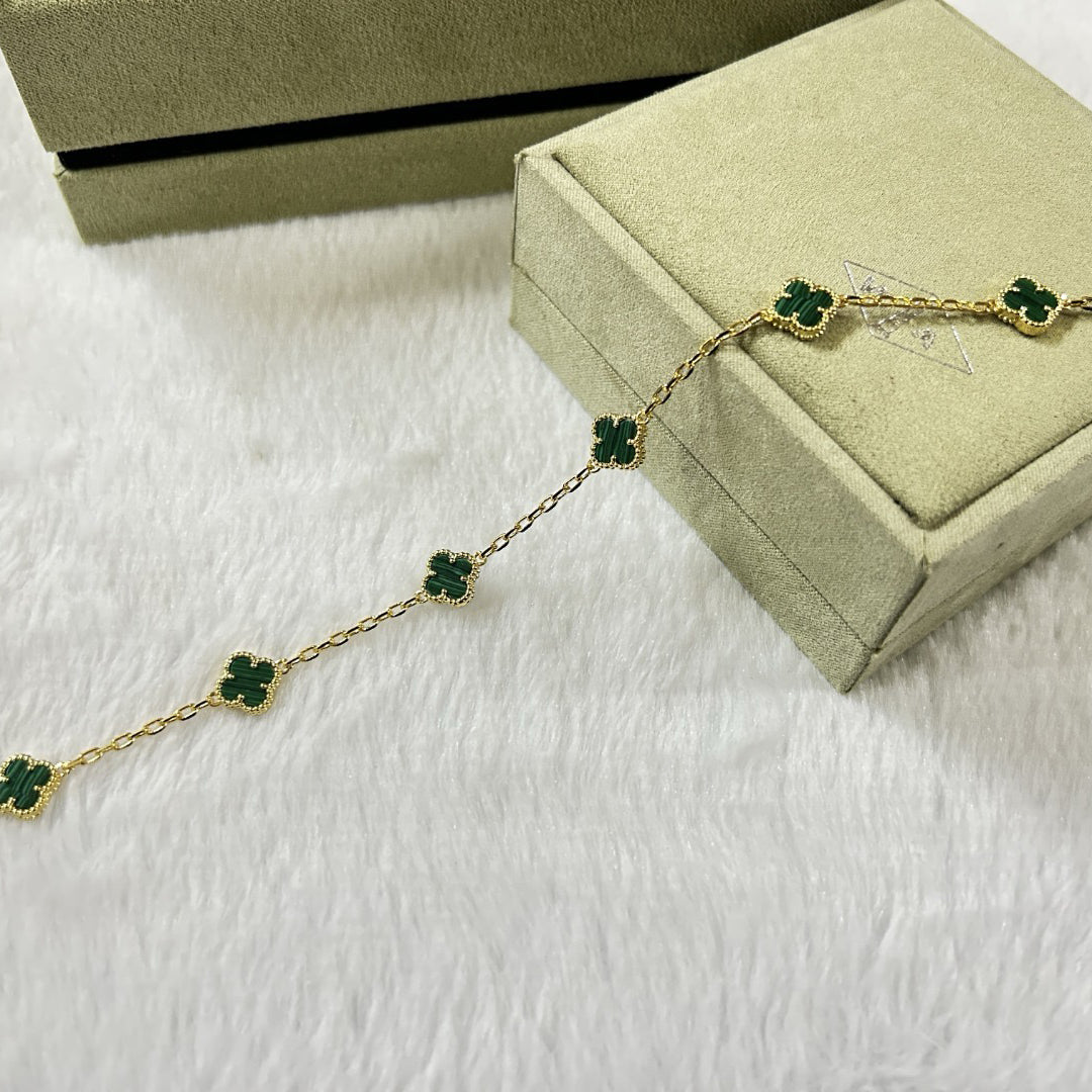 [Glitter Jewelry]CLOVER 6 MOTIF MALACHITE BRACELET