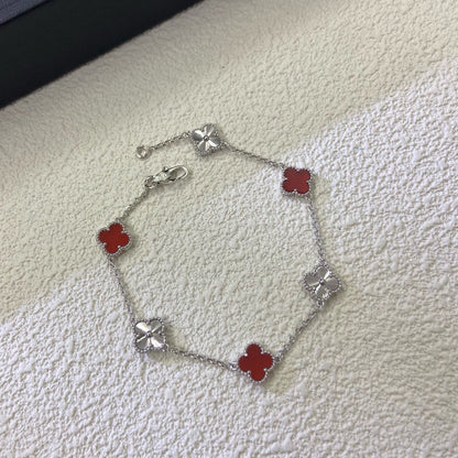 [Glitter Jewelry]CLOVER 6 MOTIF RED AGATE LASER BRACELET