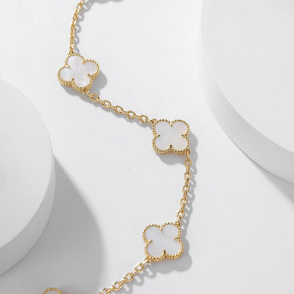 [Glitter Jewelry]CLOVER 10 MOTIFS WHITE MOTHER OF PEARL NECKLACE