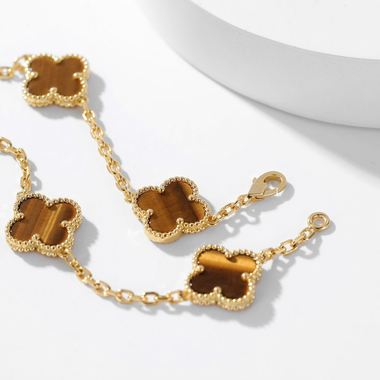 [Glitter Jewelry]CLOVER 10 MOTIFS TIGER EYE NECKLACE