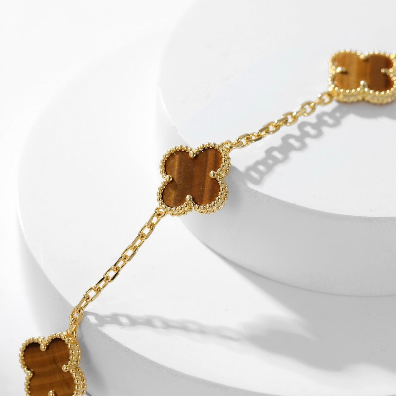 [Glitter Jewelry]CLOVER 10 MOTIFS TIGER EYE NECKLACE