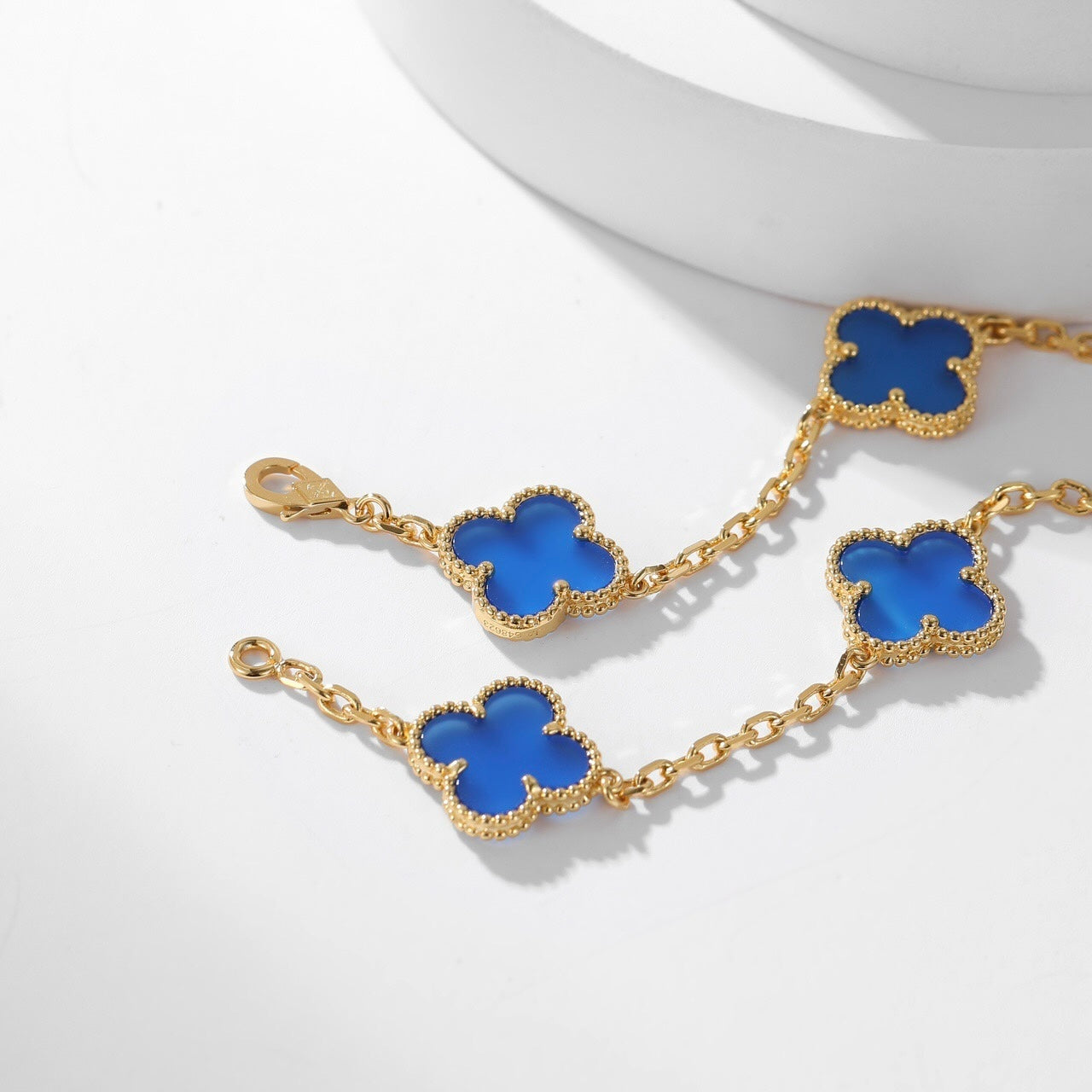 [Glitter Jewelry]CLOVER 10 MOTIFS BLUE AGATE NECKLACE
