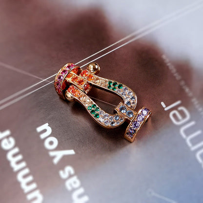 [Glitter Jewelry]FORC LARGE HORSESHOE  COLORED DIAMOND BRACELET SILVER