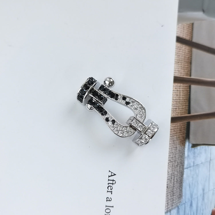 [Glitter Jewelry]FORCE LARGE HORSESHOE BLACK WHITE DIAMOND BRACELET ROSE GOLD