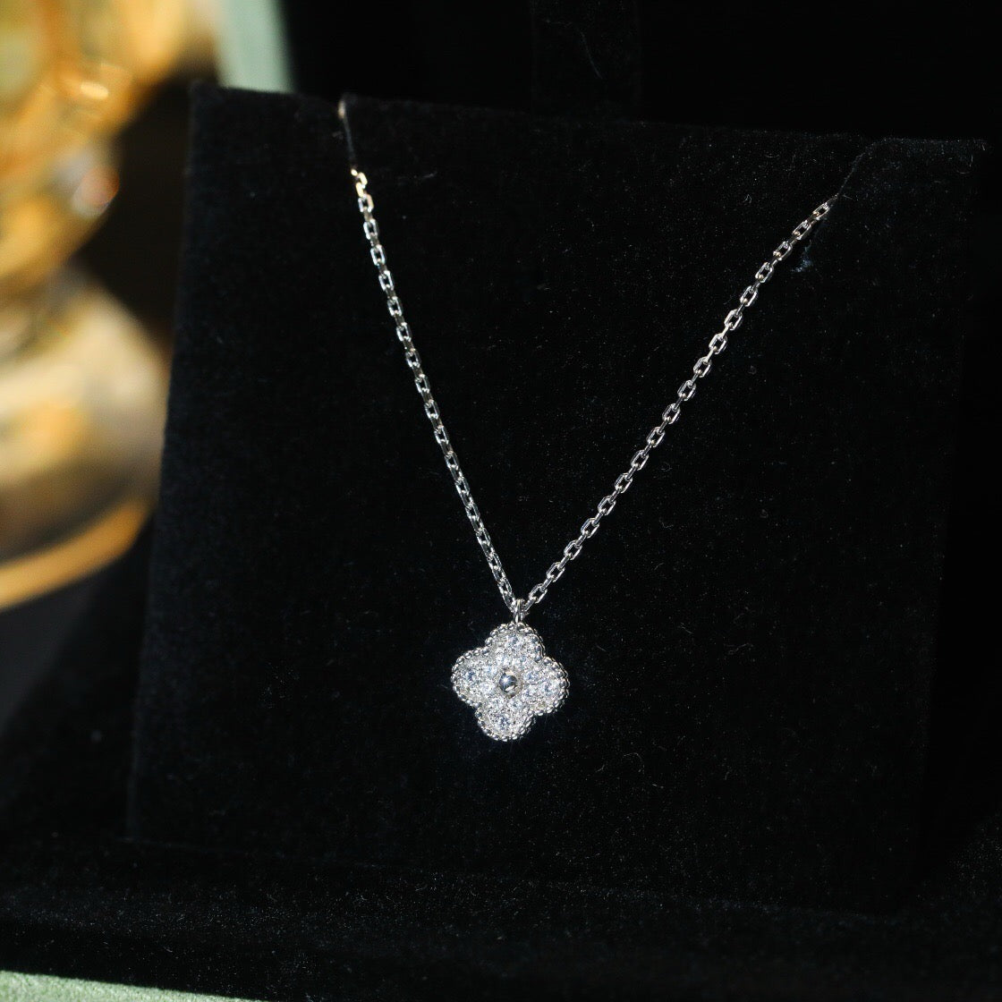 [Glitter Jewelry]CLOVER MINI 9.5MM PENDANT DIAMOND NECKLACE