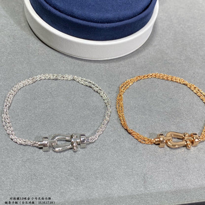 [Glitter Jewelry]FORCE SMALL HORSESHOE  DIAMOND CHAIN ROPE BRACELET