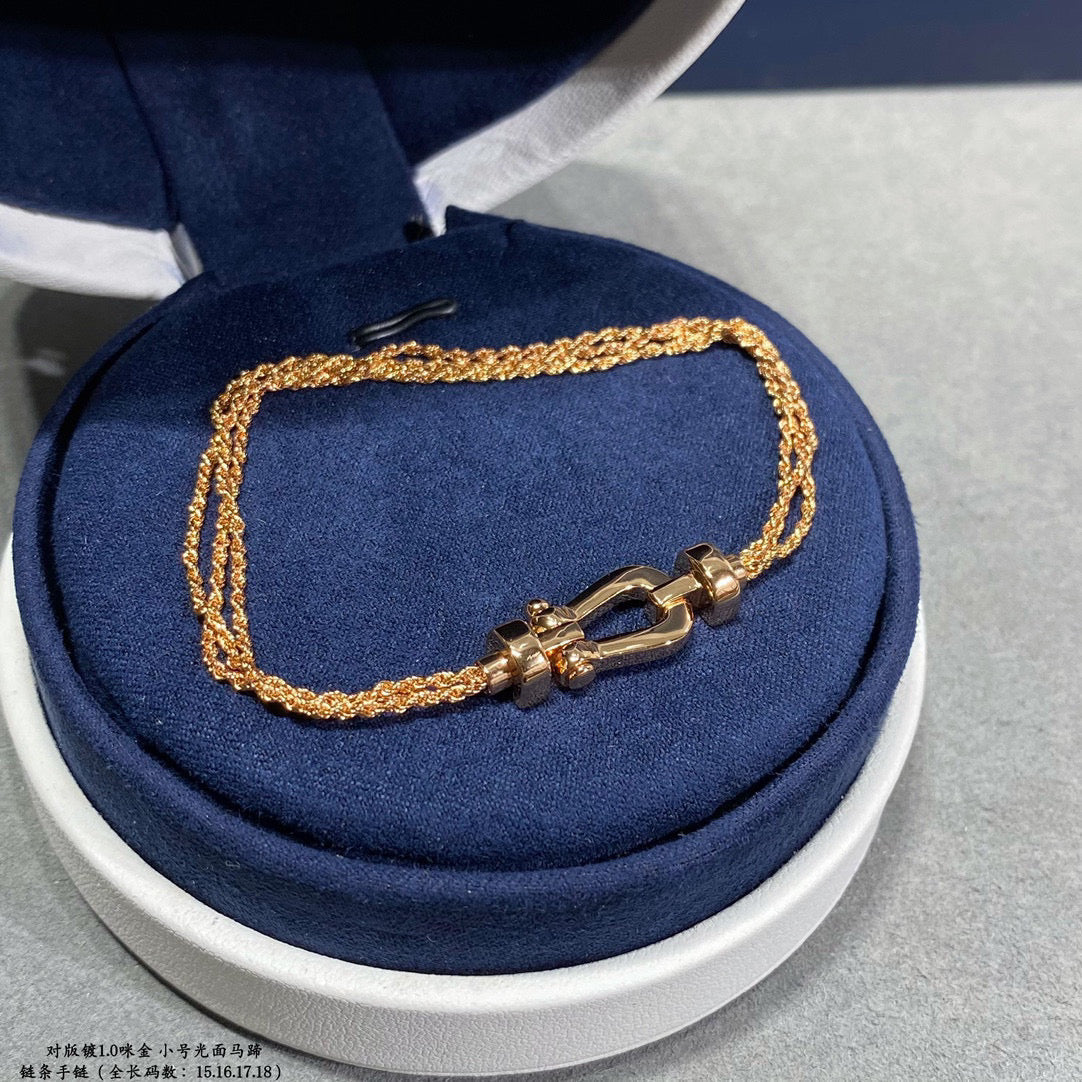 [Glitter Jewelry]FORCE SMALL HORSESHOE  DIAMOND CHAIN ROPE BRACELET