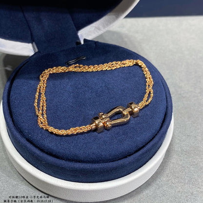 [Glitter Jewelry]FORCE SMALL HORSESHOE  DIAMOND CHAIN ROPE BRACELET
