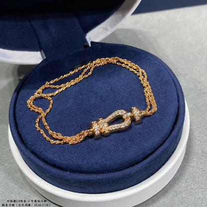 [Glitter Jewelry]FORCE SMALL HORSESHOE  DIAMOND CHAIN ROPE BRACELET