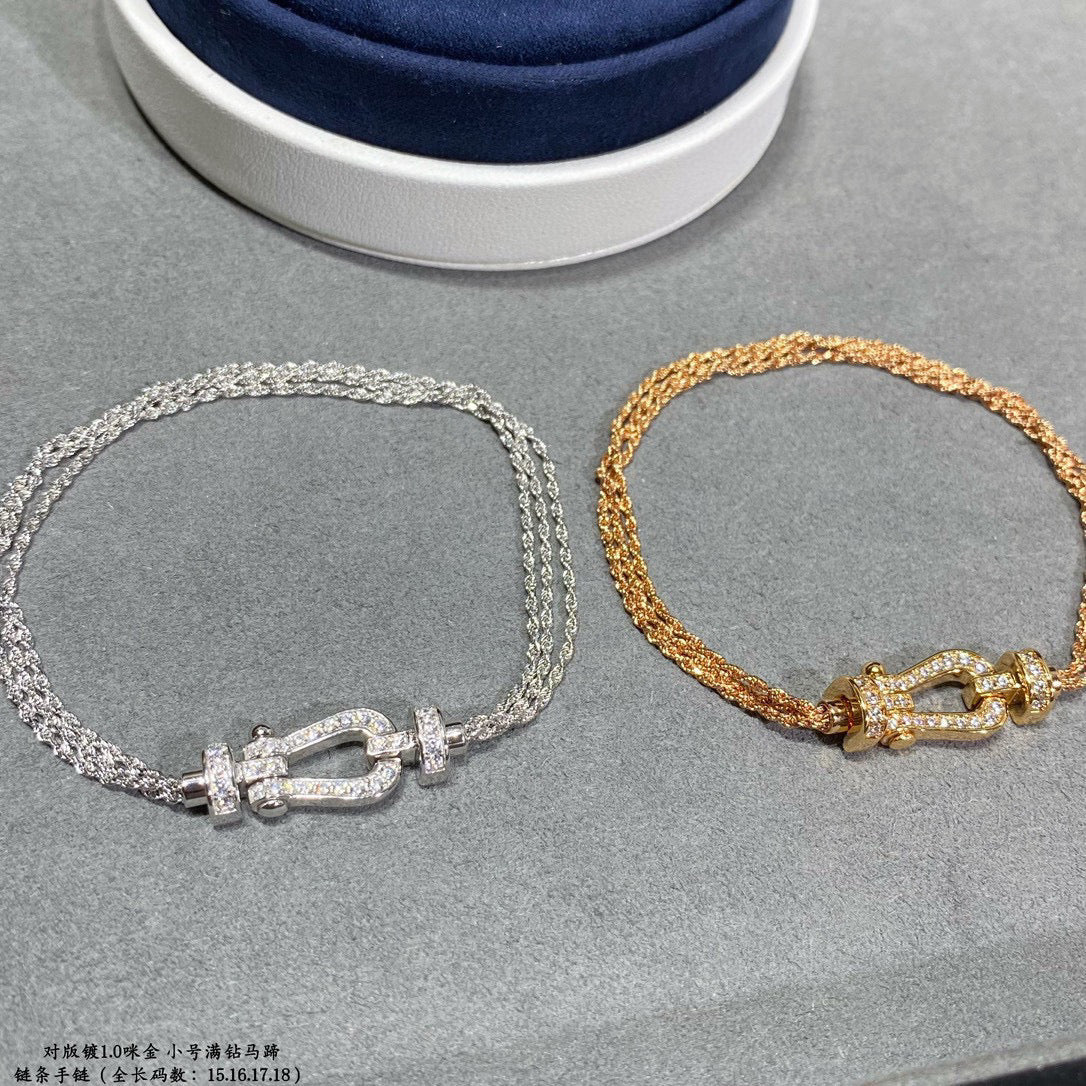 [Glitter Jewelry]FORCE SMALL HORSESHOE  DIAMOND CHAIN ROPE BRACELET