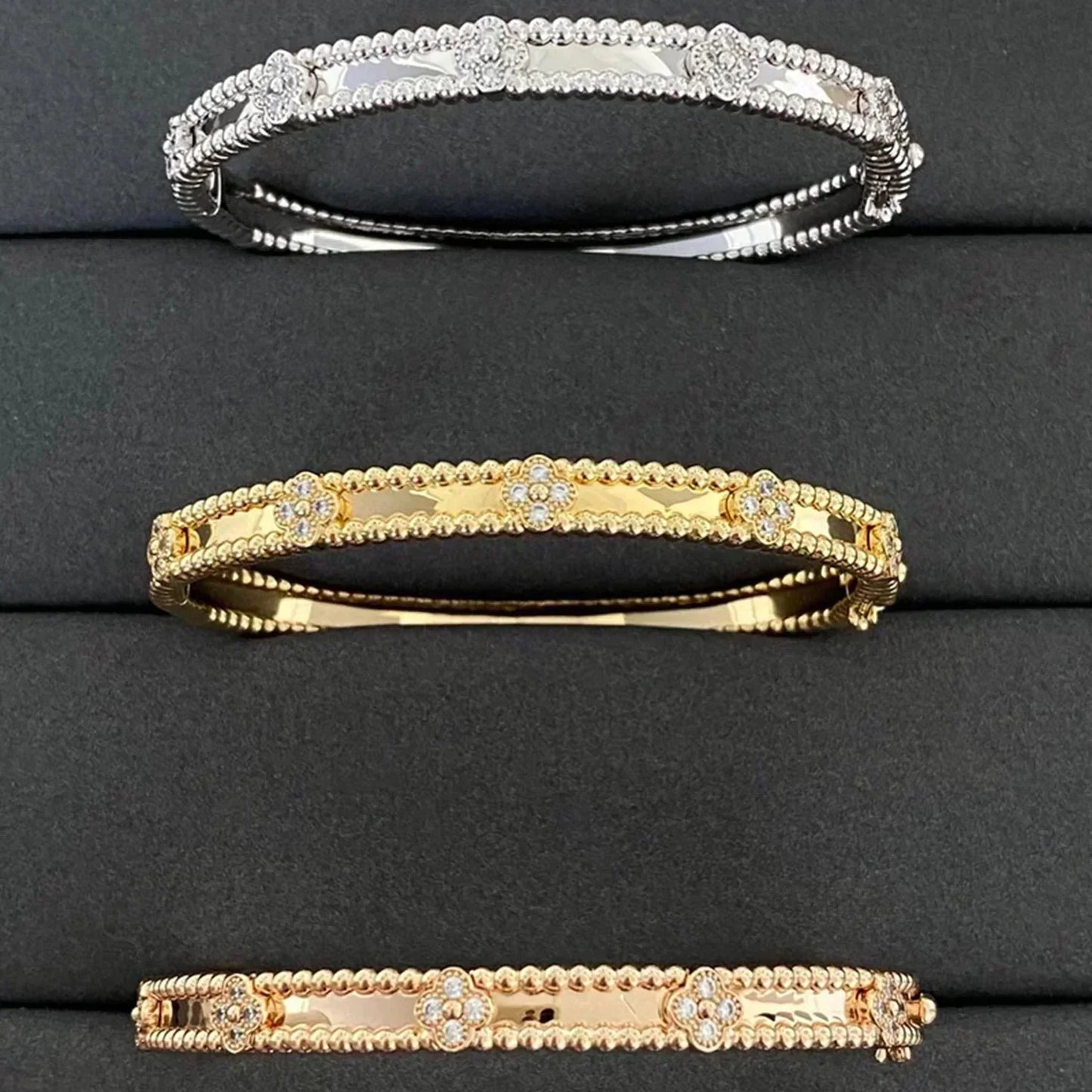[Glitter Jewelry]CLOVER BRACELET 4MM DIAMONDS