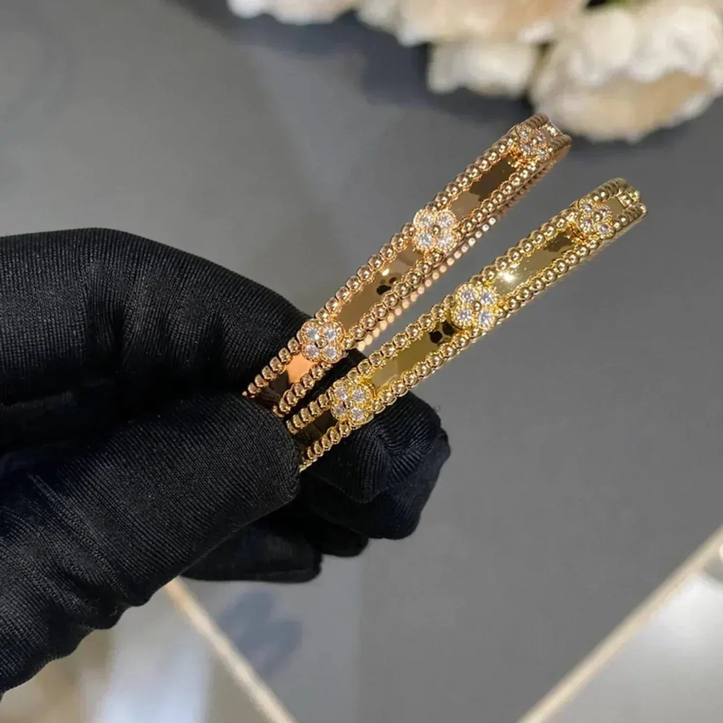 [Glitter Jewelry]CLOVER BRACELET 4MM DIAMONDS
