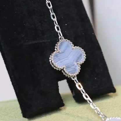 [Glitter Jewelry]CLOVER  5 MOTIF PURPLE CHALCEDONY BRACELET SILVER