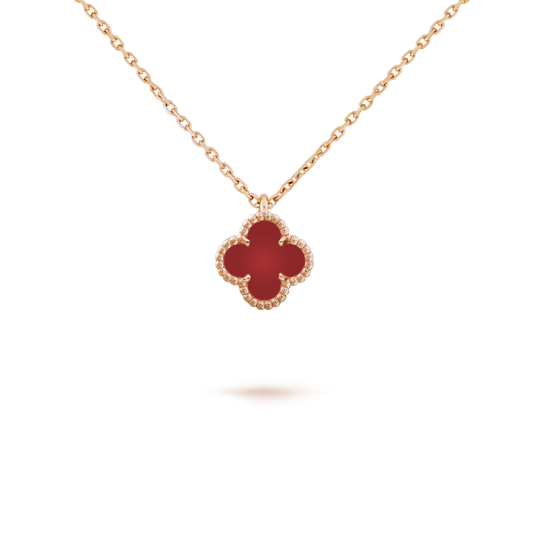 [Glitter Jewelry]CLOVER MINI 9.5MM WHITE CARNELIANS NECKLACE
