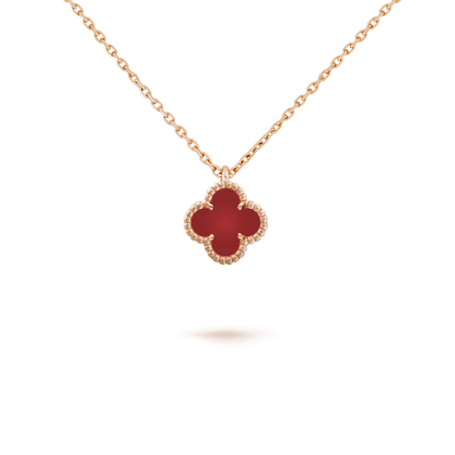 [Glitter Jewelry]CLOVER MINI 9.5MM WHITE CARNELIANS NECKLACE