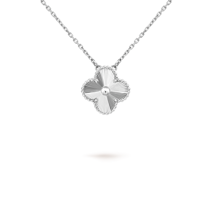 [Glitter Jewelry]CLOVER 15MM LASER NECKLACE SILVER