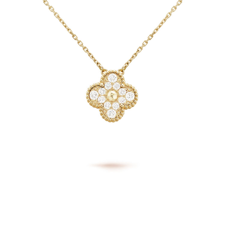 [Glitter Jewelry]CLOVER 15MM DIAMOND SINGLE FLOWER NECKLACE