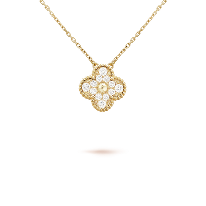 [Glitter Jewelry]CLOVER 15MM DIAMOND SINGLE FLOWER NECKLACE