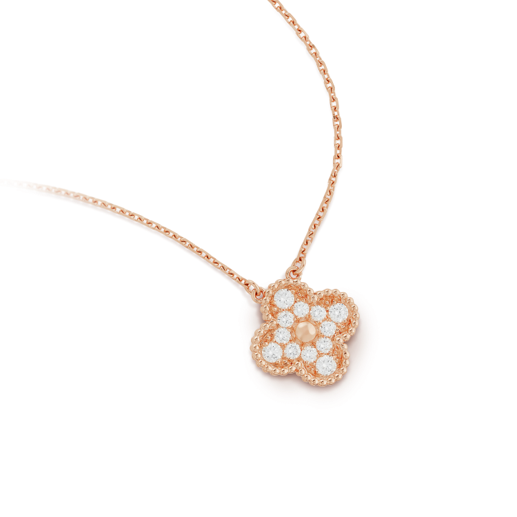 [Glitter Jewelry]CLOVER 15MM DIAMOND SINGLE FLOWER NECKLACE