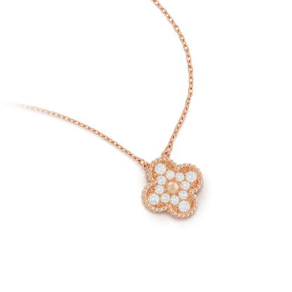 [Glitter Jewelry]CLOVER 15MM DIAMOND SINGLE FLOWER NECKLACE