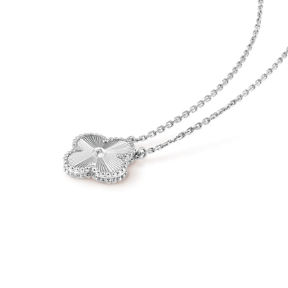 [Glitter Jewelry]CLOVER 15MM LASER NECKLACE SILVER