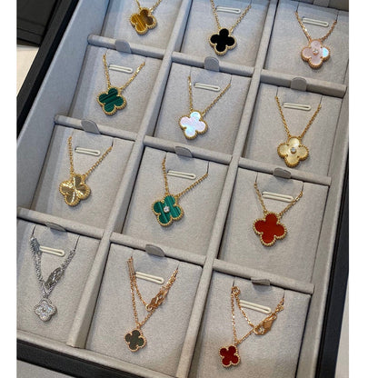 [Glitter Jewelry]CLOVER 15MM LASER NECKLACE