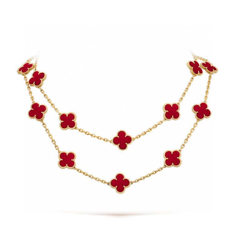 [Glitter Jewelry]CLOVER 20 MOTIFS CARNELIAN NECKLACE