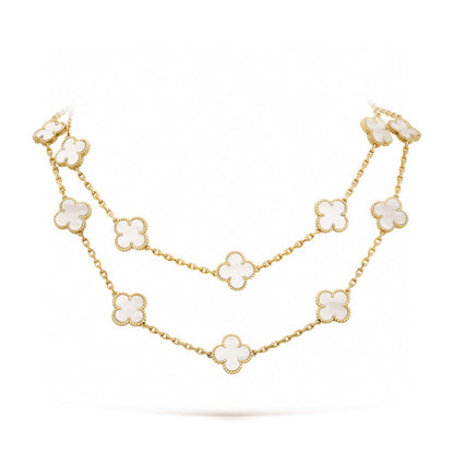 [Glitter Jewelry]CLOVER 20 MOTIFS WHITE MOP NECKLACE