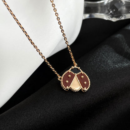 [Glitter Jewelry]LUCKY  CARNELIANS LADYBUG NECKLACE