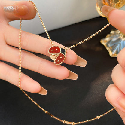 [Glitter Jewelry]LUCKY  CARNELIANS LADYBUG NECKLACE