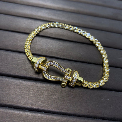 [Glitter Jewelry]FORCE  LARGE HORSESHOE FULL DIAMOND TENNIS BRACELET