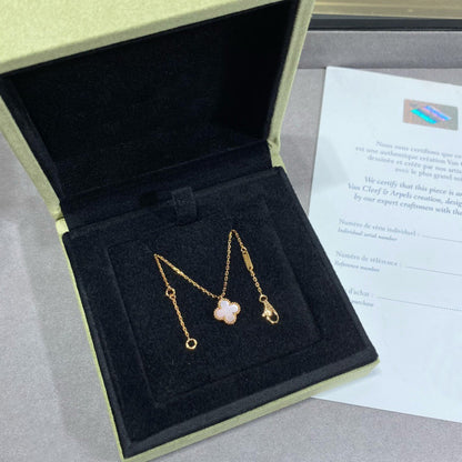 [Glitter Jewelry]CLOVER 15MM PINK MOTHER-OF-PEARL SINGLE FLOWER NECKLACE