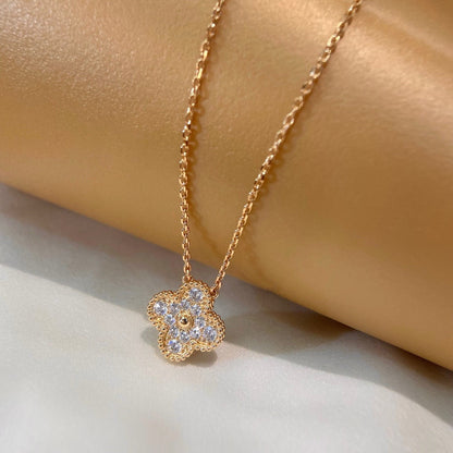 [Glitter Jewelry]CLOVER 15MM DIAMOND SINGLE FLOWER NECKLACE