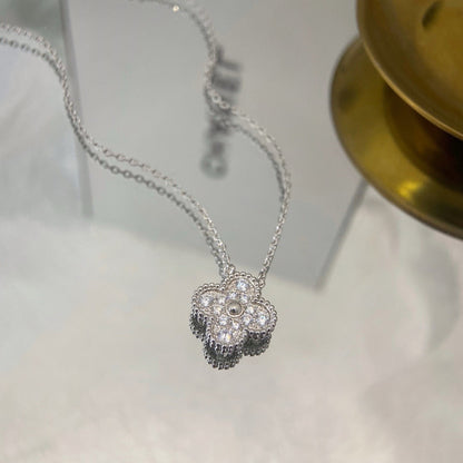 [Glitter Jewelry]CLOVER 15MM DIAMOND SINGLE FLOWER NECKLACE