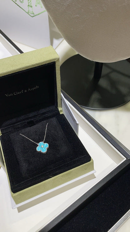 [Glitter Jewelry]CLOVER 15MM DIAMOND SVRES PORCELAIN  NECKLACE SILVER