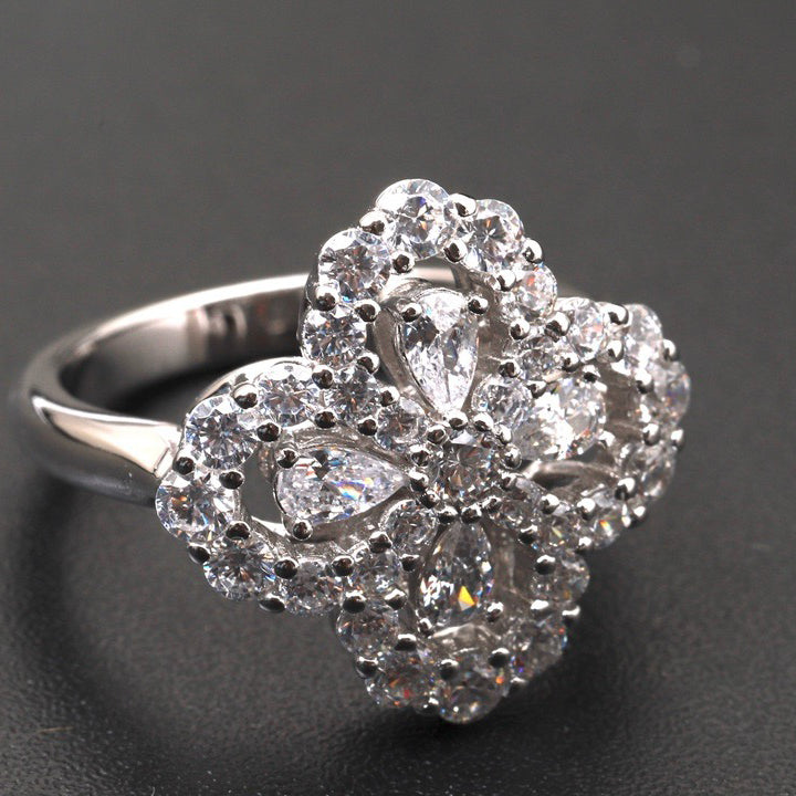 [Glitter Jewelry]LOOP RING FULL MOTIF DIAMOND 16MM SILVE