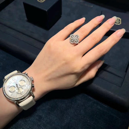 [Glitter Jewelry]LOOP RING FULL MOTIF DIAMOND 16MM SILVE