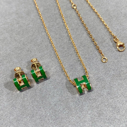 [Glitter Jewelry]POP H GREEN NECKLACE SILVER AND GOLD