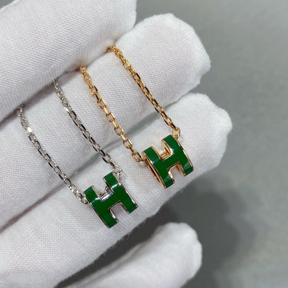 [Glitter Jewelry]POP H GREEN NECKLACE SILVER AND GOLD