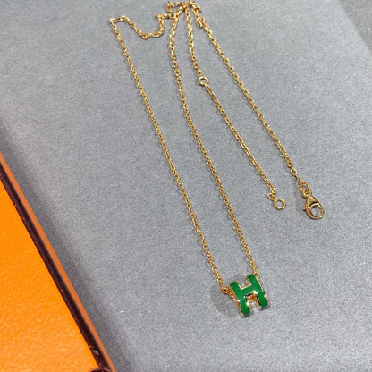 [Glitter Jewelry]POP H GREEN NECKLACE SILVER AND GOLD