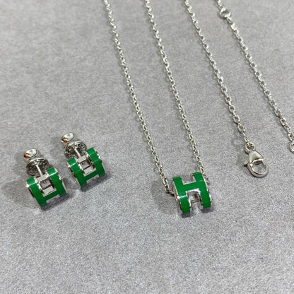 [Glitter Jewelry]POP H GREEN NECKLACE SILVER AND GOLD