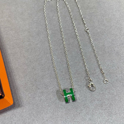 [Glitter Jewelry]POP H GREEN NECKLACE SILVER AND GOLD